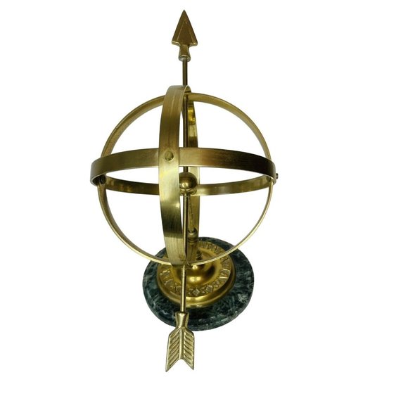 Vintage Armillary Sphere Brass Globe Celestial Nautical Marble Base 10" x 6.5" - Picture 3 of 9